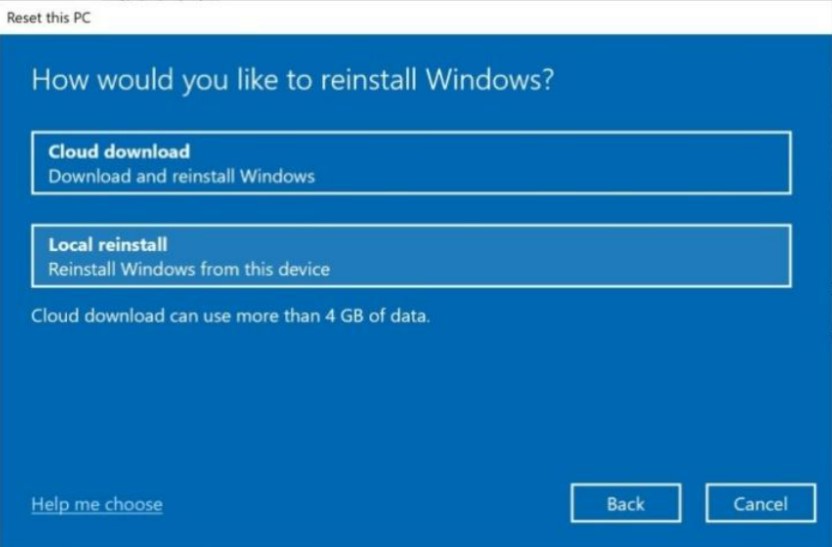 Reinstall windows os